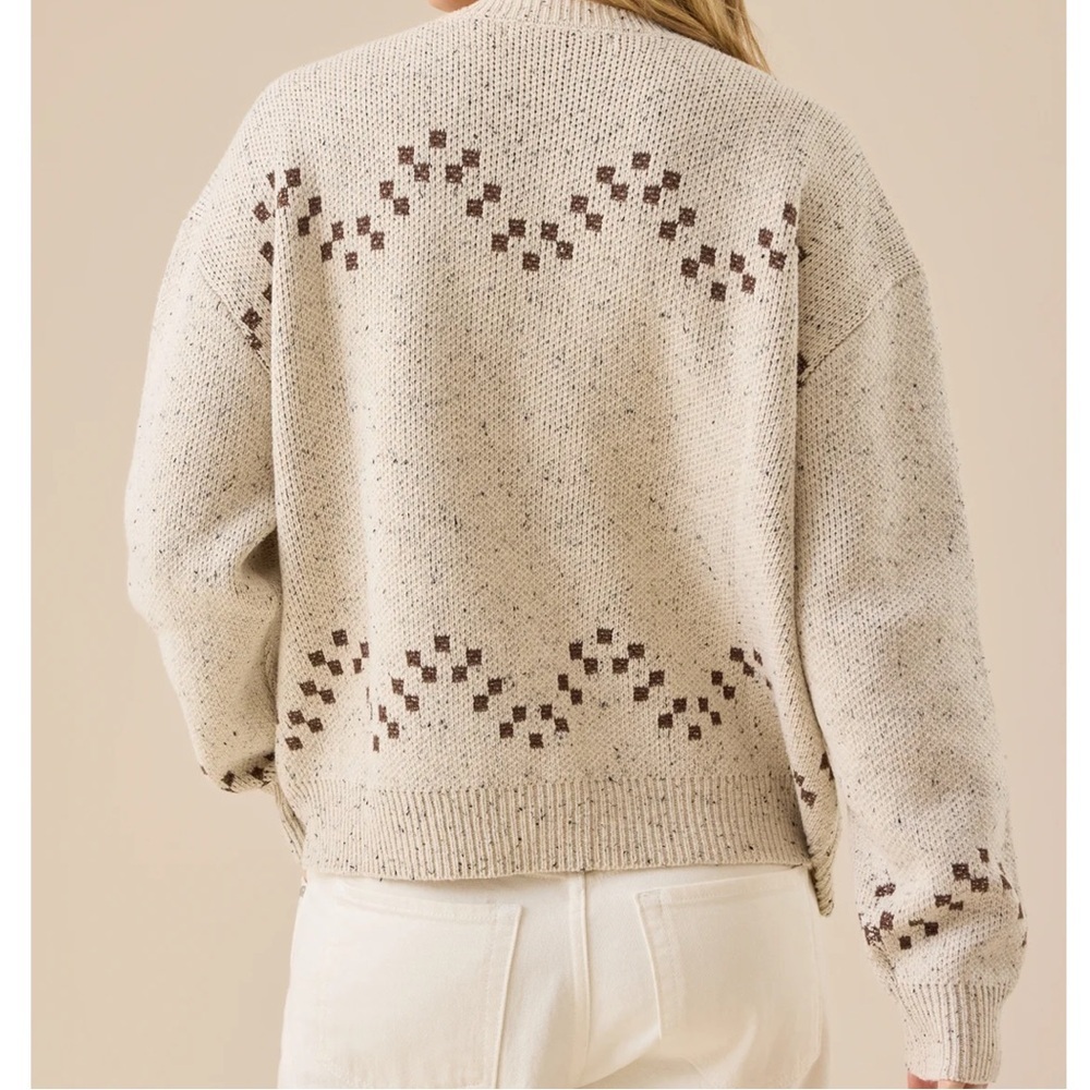 Altar’d State Cozy Cream and Brown Sweater with Boot Design - Picture 3 of 8
